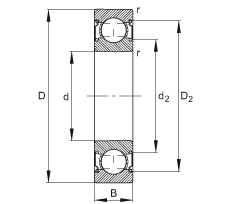 深溝球軸承 6001-C-2Z, 修正的內(nèi)部結(jié)構(gòu)（C 代），根據(jù) DIN 625-1 標(biāo)準(zhǔn)的主要尺寸，兩側(cè)間隙密封