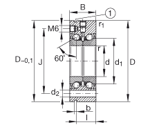 推力角接觸球軸承 ZKLF1560-2Z, 雙向，螺釘安裝，兩側間隙密封