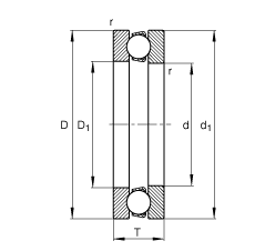 推力深溝球軸承 51214, 根據(jù) DIN 711/ISO 104 標(biāo)準(zhǔn)的主要尺寸，單向，可分離