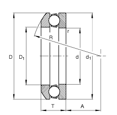 推力深溝球軸承 53312, 根據(jù) DIN 711/ISO 104 標(biāo)準(zhǔn)的主要尺寸，單向，帶球面軸承座圈，可分離