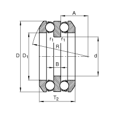 推力深溝球軸承 54211, 根據(jù) DIN 711/ISO 104 標(biāo)準(zhǔn)的主要尺寸，雙向，帶球面軸承座圈，可分離