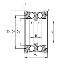 推力深溝球軸承 54310 + U310, 根據(jù) DIN 711/ISO 104 標(biāo)準(zhǔn)的主要尺寸，單向，帶球面軸承座圈和一個或兩個座圈，可分離