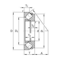 推力調(diào)心滾子軸承 292/530-E-MB, 根據(jù) DIN 728/ISO 104 標(biāo)準(zhǔn)的主要尺寸，單向，可分離