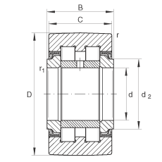 支撐型滾輪 PWTR17-2RS, 滿裝滾子，軸向引導(dǎo)，兩側(cè)唇密封