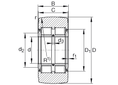 支撐型滾輪 NNTR100X240X105-2ZL, 滿裝滾子，軸向引導(dǎo)，兩側(cè)唇密封