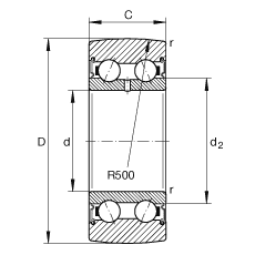 滾輪 LR50/7-2RSR, 雙向，兩側密封