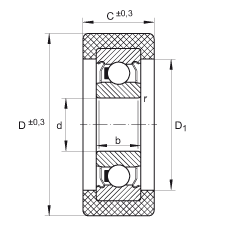 滾輪 KLRZ10X30X10-2Z, 帶塑料箍，兩側密封