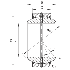 關節軸承 GE90-FO-2RS, 根據 DIN ISO 12 240-1 標準, 需維護，兩側唇密封