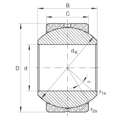 關節軸承 GE30-PB, 根據 DIN ISO 12 240-1 標準，尺寸系列 K，需維護