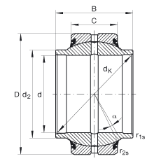 關節軸承 GE35-HO-2RS, 根據 DIN ISO 12 240-1 標準, 需維護，兩側唇密封