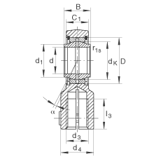 液壓桿端軸承 GIHNRK20-LO, 根據 DIN ISO 12 240-4 標準，帶右旋螺紋夾緊裝置，需維護