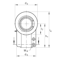 液壓桿端軸承 GIHNRK80-LO, 根據 DIN ISO 12 240-4 標準，帶右旋螺紋夾緊裝置，需維護