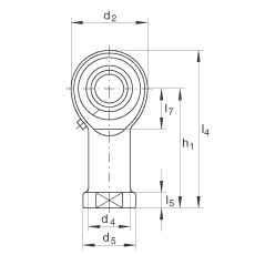 桿端軸承 GIKR16-PB, 根據 DIN ISO 12 240-4 標準，帶右旋內螺紋，需維護