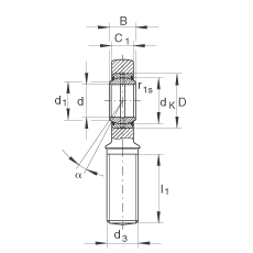 桿端軸承 GAR12-DO, 根據 DIN ISO 12 240-4 標準，帶右旋外螺紋，需維護