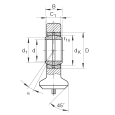 液壓桿端軸承 GK80-DO, 根據(jù) DIN ISO 12 240 標(biāo)準(zhǔn)，帶焊接面，需維護(hù)