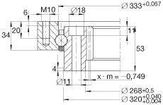 四點接觸球軸承 VI140326-V, 有內齒，兩側唇密封