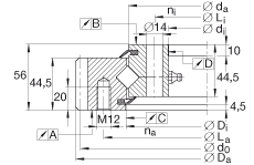 交叉滾子軸承 XSA140544-N, 標(biāo)準(zhǔn)系列 14， 外部的齒輪齒，兩側(cè)唇密封