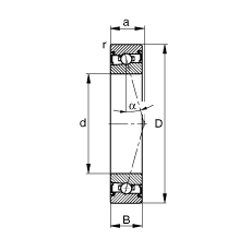 主軸軸承 HSS7022-C-T-P4S, 調節，成對安裝，接觸角 α = 15°，兩側唇密封，非接觸，加嚴公差