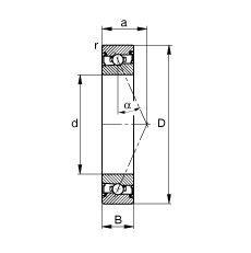 主軸軸承 HSS71926-E-T-P4S, 調(diào)節(jié)，成對安裝，接觸角 α = 25°，兩側(cè)唇密封，非接觸，限制公差