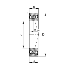 主軸軸承 HCS71904-C-T-P4S, 調節，成對安裝，接觸角 α = 15°，兩側唇密封，非接觸，限制公差