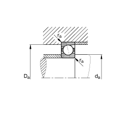 主軸軸承 B71910-C-T-P4S, 調節，成對安裝，接觸角 α = 15°，限制公差