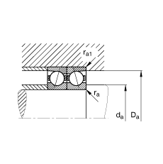 主軸軸承 B7040-C-T-P4S, 調節，成對安裝，接觸角 α = 15°，限制公差