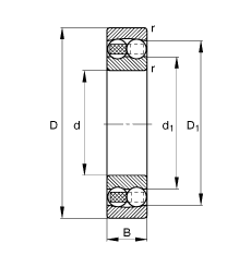 自調(diào)心球軸承 1210-TVH, 根據(jù) DIN 630 標(biāo)準(zhǔn)的主要尺寸