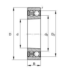 自調心球軸承 2205-K-2RS-TVH-C3, 根據 DIN 630 標準的主要尺寸, 錐孔，錐度 1:12，兩側唇密封