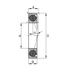 主軸軸承 HCB7038-C-T-P4S, 調節，成對或單元安裝，接觸角 α = 15°，陶瓷球，限制公差