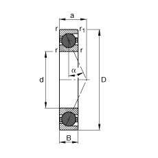 主軸軸承 HCB7234-E-T-P4S, 調節，成對或單元安裝，接觸角 α = 25°，陶瓷球，限制公差