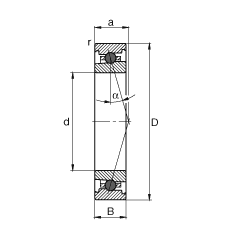 主軸軸承 HC71908-C-T-P4S, 調節，成對或單元安裝，接觸角 α = 15°，陶瓷球，限制公差