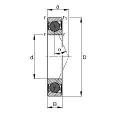 主軸軸承 HCB7020-E-2RSD-T-P4S, 調節，成對或單元安裝，接觸角 α = 25°，陶瓷球，兩側唇密封，非接觸，限制公差