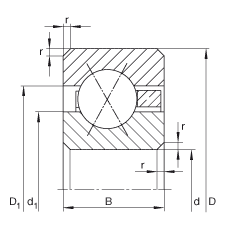 薄截面軸承 CSXA050, 四點接觸球軸承，類型X，運行溫度 -54°C 到 +120°C