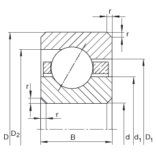 薄截面軸承 CSEG090, 角接觸球軸承，類型E，運行溫度 -54°C 到 +120°C