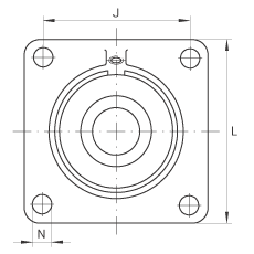 軸承座單元 PCCJ40, 帶四個螺栓孔的法蘭的軸承座單元，鑄鐵，雙列角接觸球軸承，P 型密封