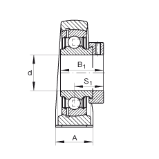 直立式軸承座單元 PAK30, 鑄鐵軸承座，外球面球軸承，根據(jù) ABMA 15 - 1991, ABMA 14 - 1991, ISO3228 帶有偏心緊定環(huán)