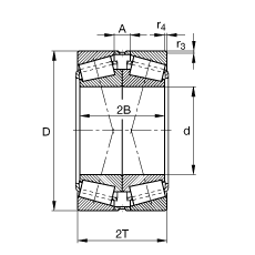 圓錐滾子軸承 31317-N11CA, 根據(jù) DIN ISO 355 / DIN 720 標(biāo)準(zhǔn)的主要尺寸，可分離，X型成對(duì)布置，有軸向內(nèi)部游隙