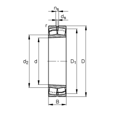 調心滾子軸承 22330-E1-K-T41A, 根據 DIN 635-2 標準的主要尺寸, 錐孔，錐度 1:12