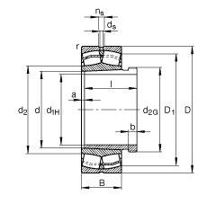 調(diào)心滾子軸承 22330-E1-K-T41A + AHX2330G, 根據(jù) DIN 635-2 標(biāo)準(zhǔn)的主要尺寸, 帶錐孔和退卸套